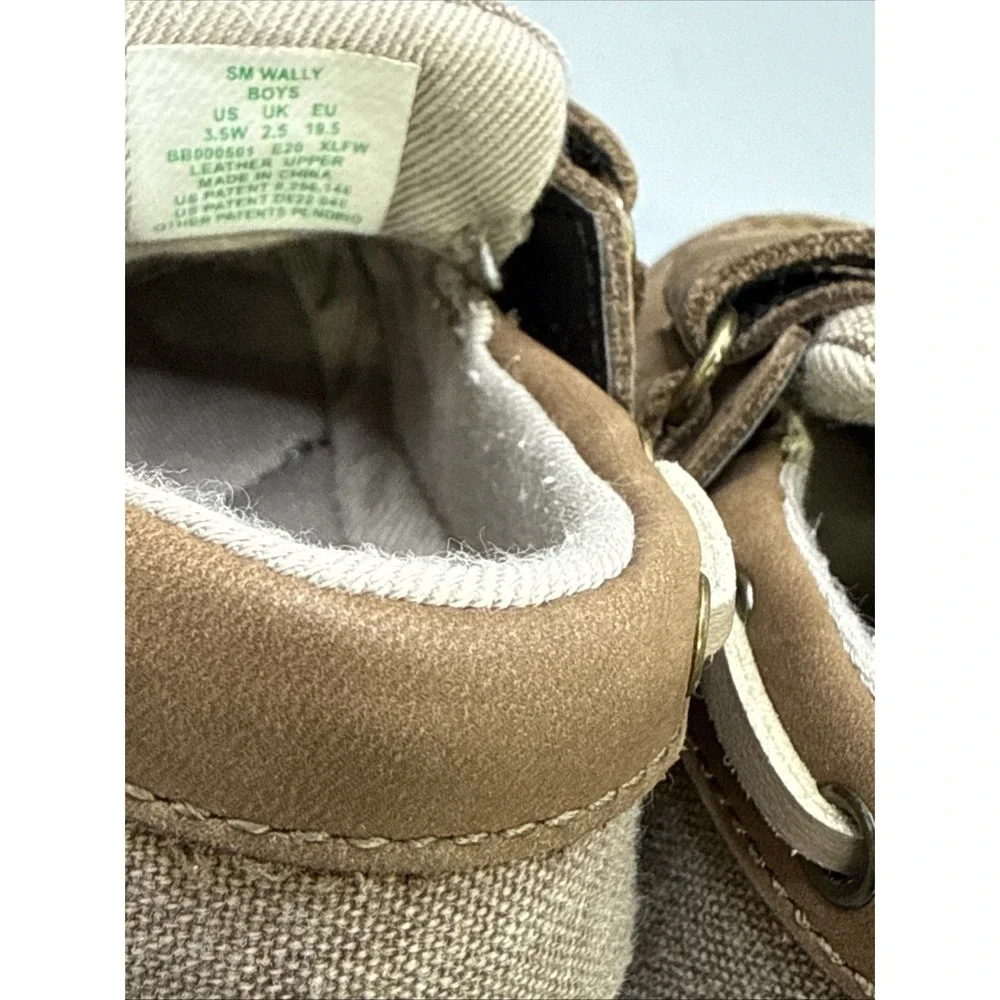 WORN ONCE Stride Rite Leather Canvas Loafers Wally Shoes Baby Boy SZ 3.5W